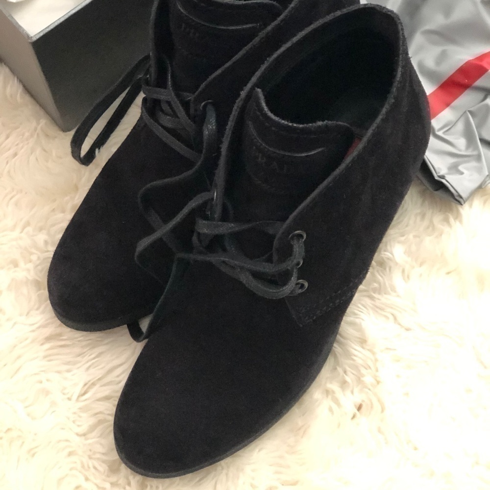 PRADA suede wedge boots